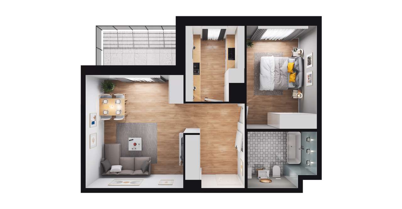 2-pokojowe mieszkanie 51m2 + loggia Bezpośrednio