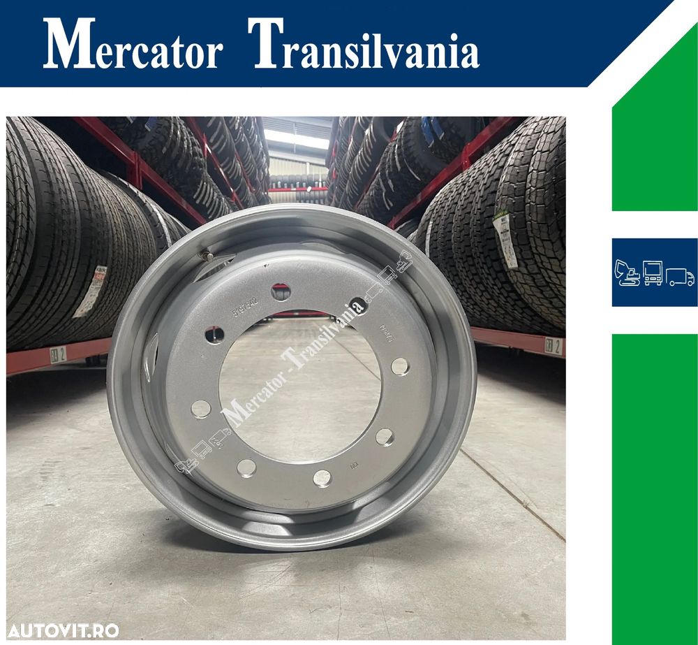 Janta NOUA  Otel 7.50X19.5 Akojant 8 prezoane, 105 mm intre prezoane, fiu 220 mm, flansa laterala  Toate Pozitiile - 1