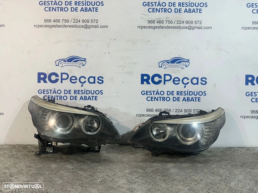 .Conjunto Faróis Oticas Frontais Frente Originais BMW E60 Angel Eyes