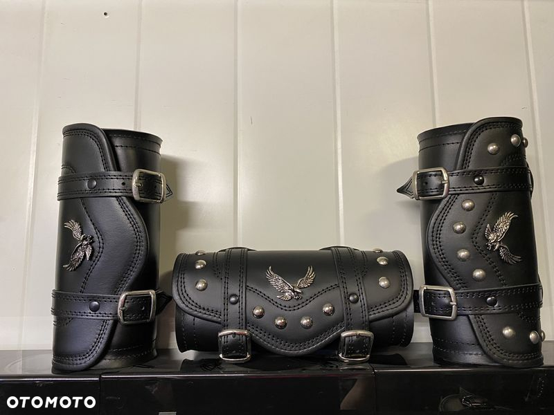 Piórnik motocyklowy skórzany  + uchwyty na napoje - 8