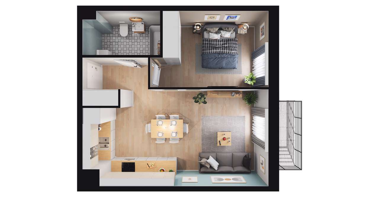 2-pokojowe mieszkanie 45m2 + balkon Bez Prowizji - Pełny obrazek: 2/14