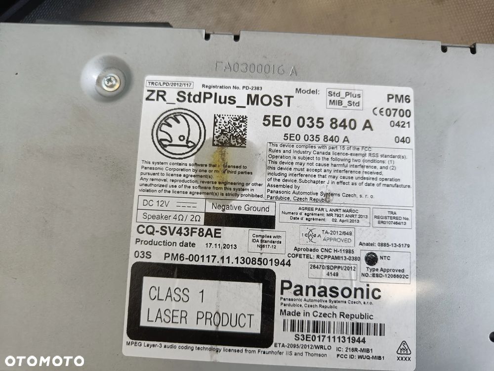 Radio Ekran Skoda Octavia 3 III Czytnik Multimediów Wyświetlacz 5E0035840A 5E0919605B - 7