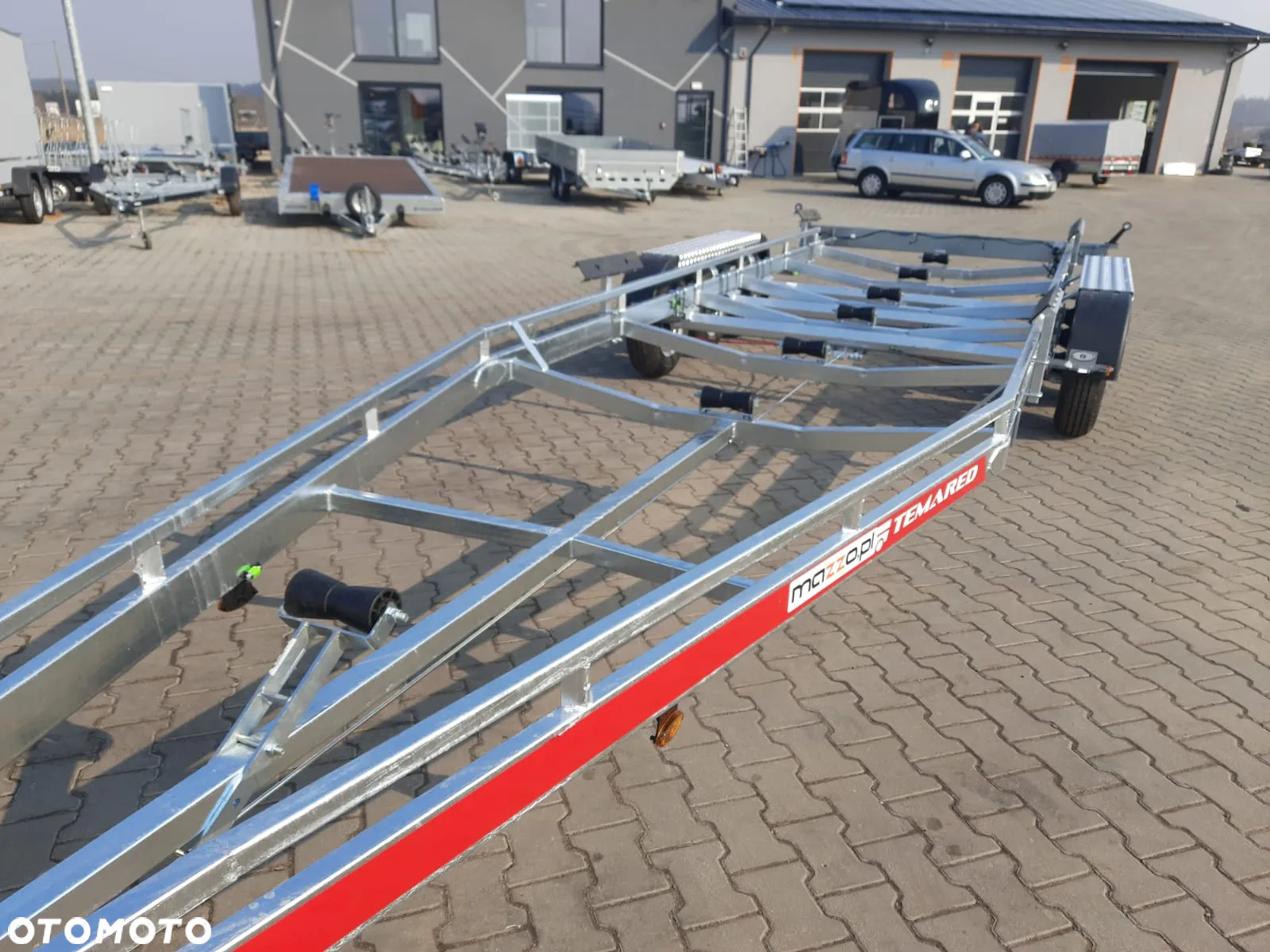 TEMARED Dostawa przyczepa podłodziowa DMC3500kg pod łódź 9 m! POSZERZANA, WODOSZCZELNE ŁOŻYSKA, TRZYOSIOWA - 5