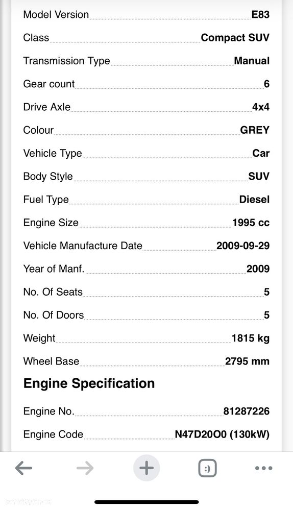 Skrzynia biegów manualna BMW X1 X3  E84 E90 E91 E92 E93 2l.d 4×4 N47 1069-401-108 e83 n47  2.0 177 konie - 7