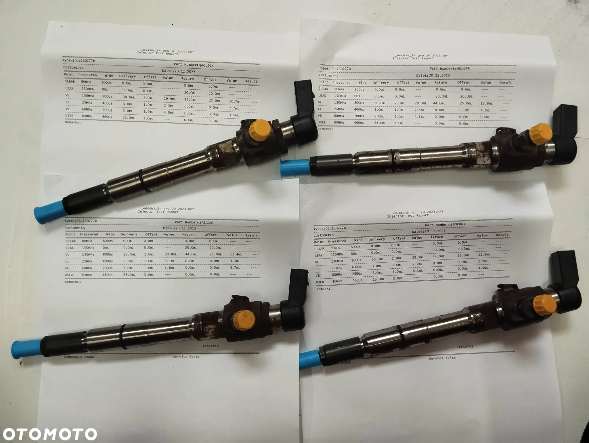 Komplet Wtryskiwaczy do VW SEAT SKODA AUDI 03L130277B 1.6 TDI - 2