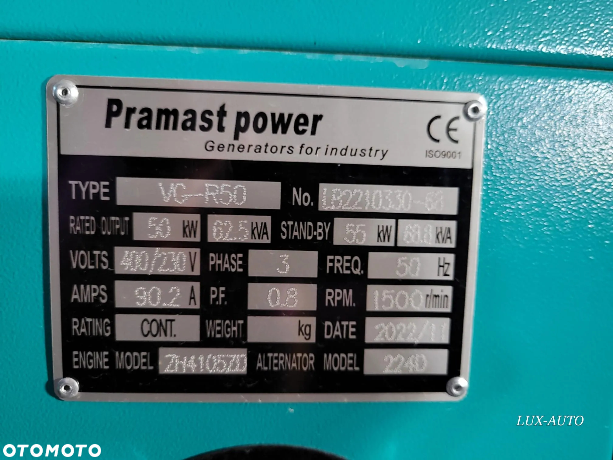 Agregat PRAMAST POWER  Silent VG-R50, 50 KW, 62,5HZ Generator - 10