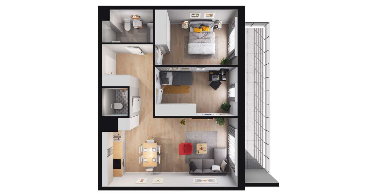 3-pokojowe mieszkanie 64m2 + balkon Bez Prowizji - Pełny obrazek: 2/23