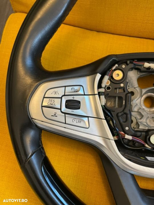 Volan individual bmw seria 7 G11 G12 730d 730xd 740xd 750i M  piele cu inserție de lemn mahon Piano black  dețin si airbagul la alt pret - 2