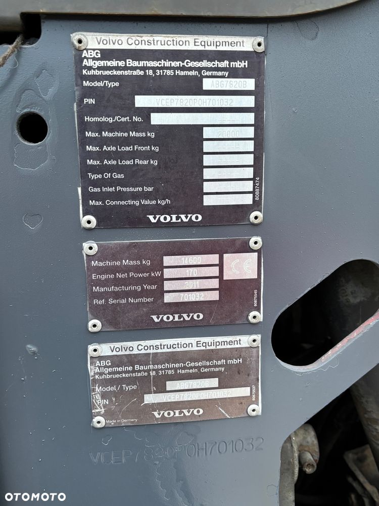 Volvo ABG 7820 Rozściełacz Asfaltu na gąsienicach 2011 rok układarka 2,5-5m Niwelacja, stan bdb import - 7
