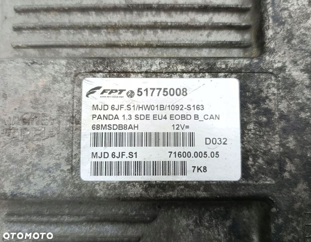 KOMPUTER SILNIKA STEROWNIK FIAT PANDA II 1.3 JTD 51775008 - 2