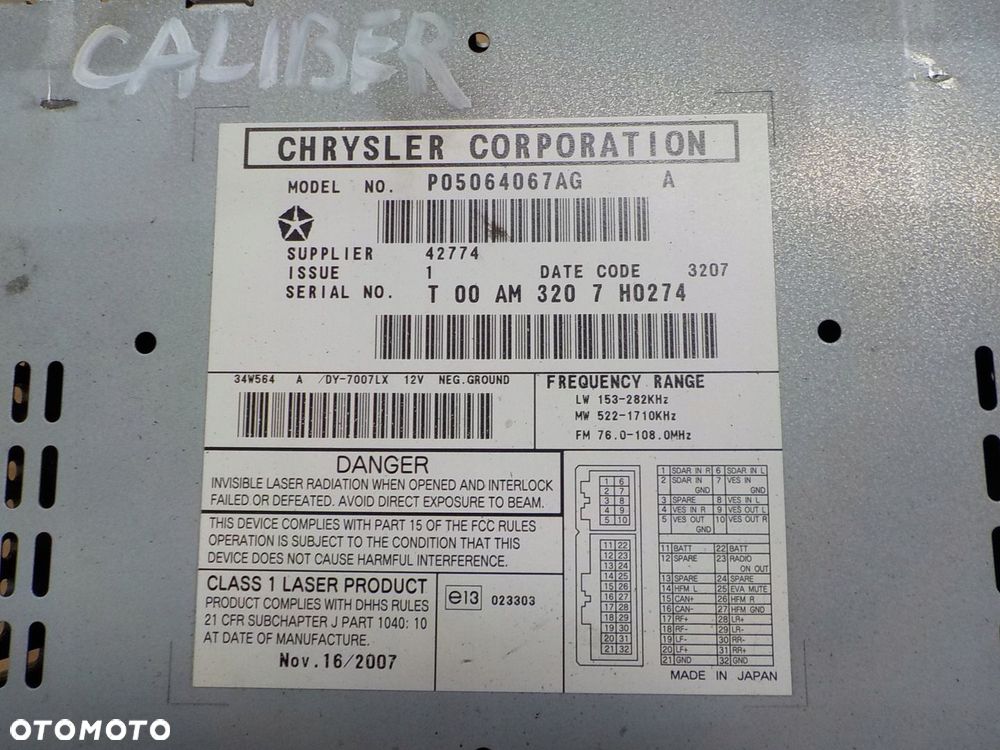 radio cd dodge caliber 2009r P05064067AG - 2