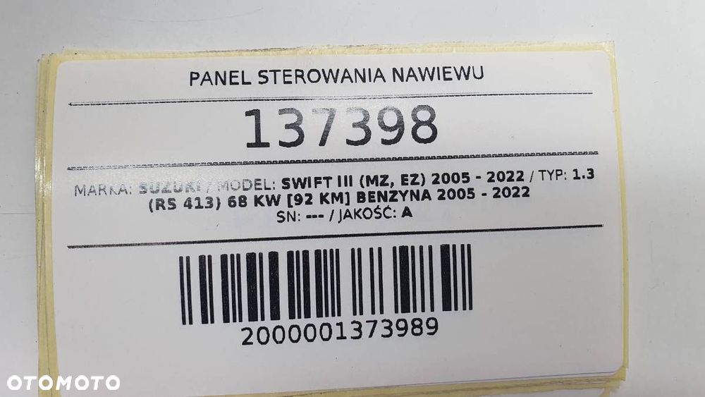PANEL STEROWANIA NAWIEWU KLIMATYZACJI SUZUKI SWIFT III EUROPA - 6