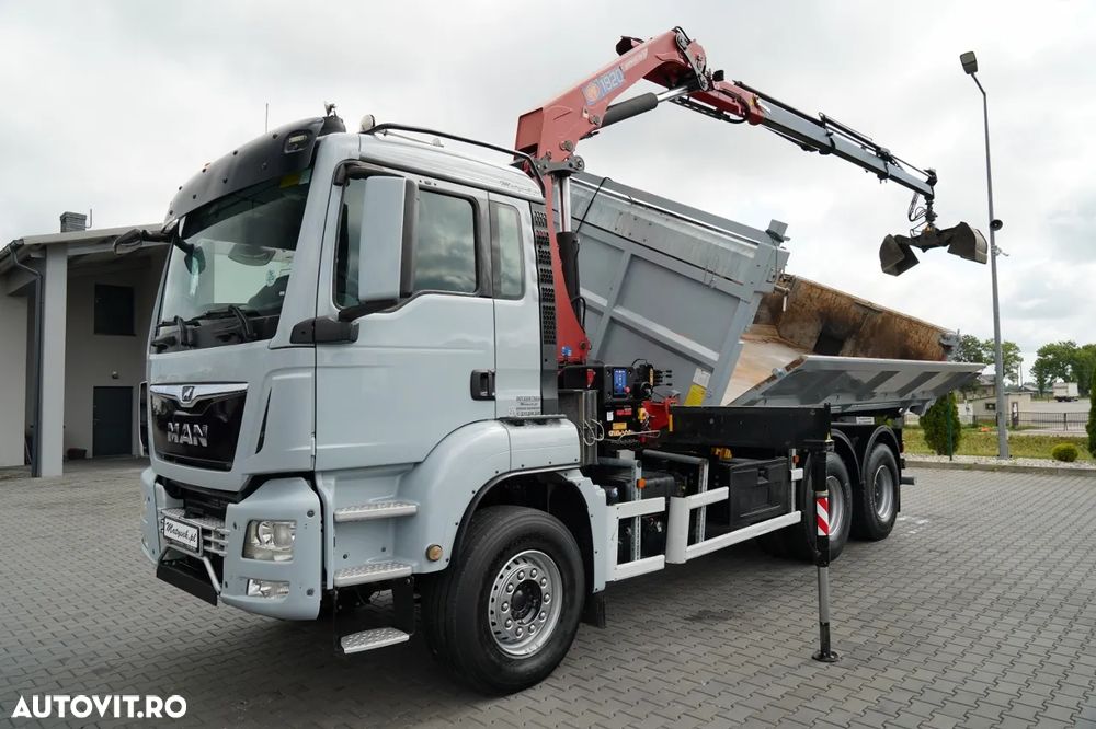 MAN TGS 33.360 / 6x4 / BASCULĂ + HDS HMF 1820 K-RC / extensie 10m / HIDRODECKER / GRAPPER / NAVI / MANUAL / IMPORTAT - - 10