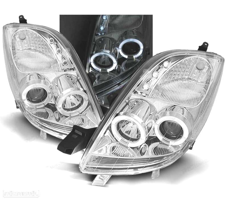FARÓIS TOYOTA YARIS 06-09 ANGEL EYES CCFL FUNDO CROMADO - 1