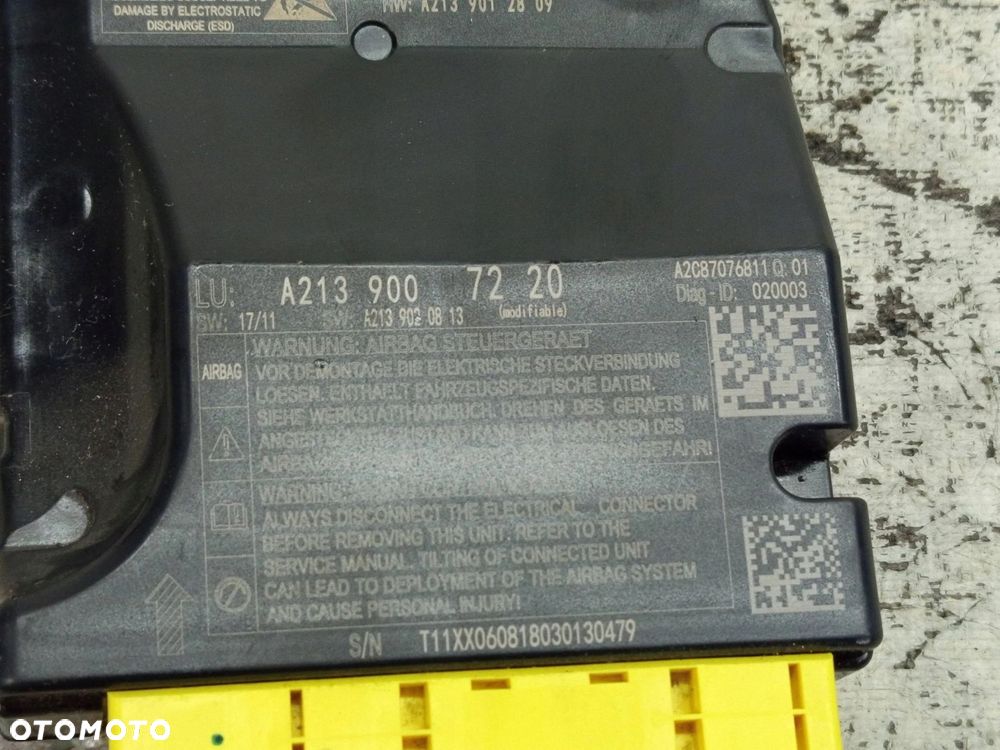 MERCEDES E W213 W238 MODUŁ STEROWNIK SENSOR AIRBAG A2139007220 - 5