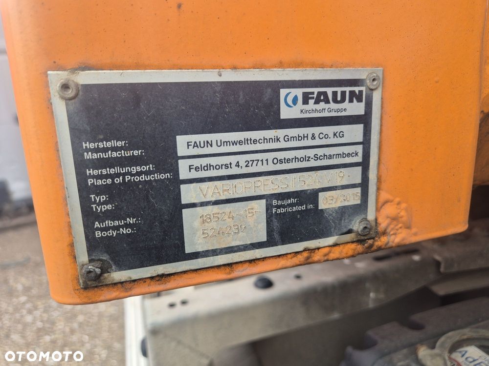 Zabudowa Faun Variopress 2 524 v19 z wrzutami zoller delta 2015r - 2