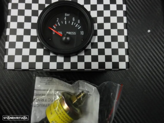 Manómetro fundo preto estilo VDO / Od school disponível em Amperímetro, pressão do turbo, pressão do oleo, temperatura do oleo, temperatura da água, voltagem, vacuo - 4