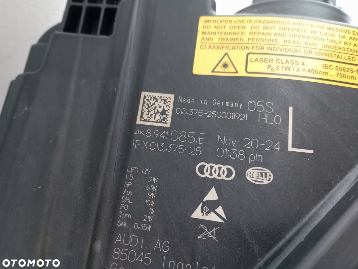 LAMPA LEWA LASER AUDI A7 4K8 USA 4K8941085E - 6