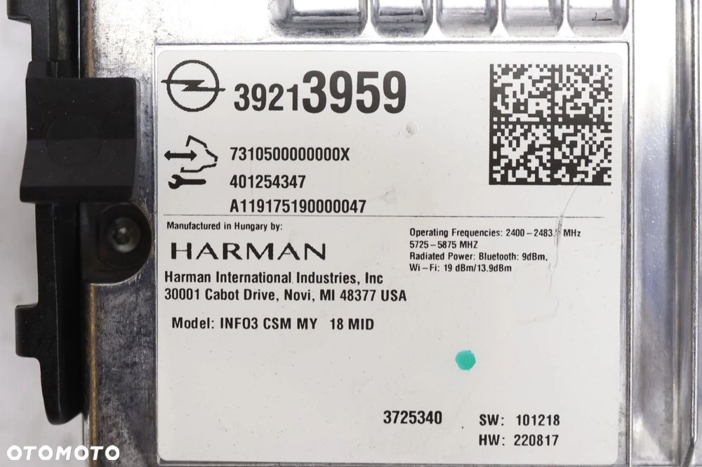 Opel Insignia B wzmacniacz 39213959 Harman - 2