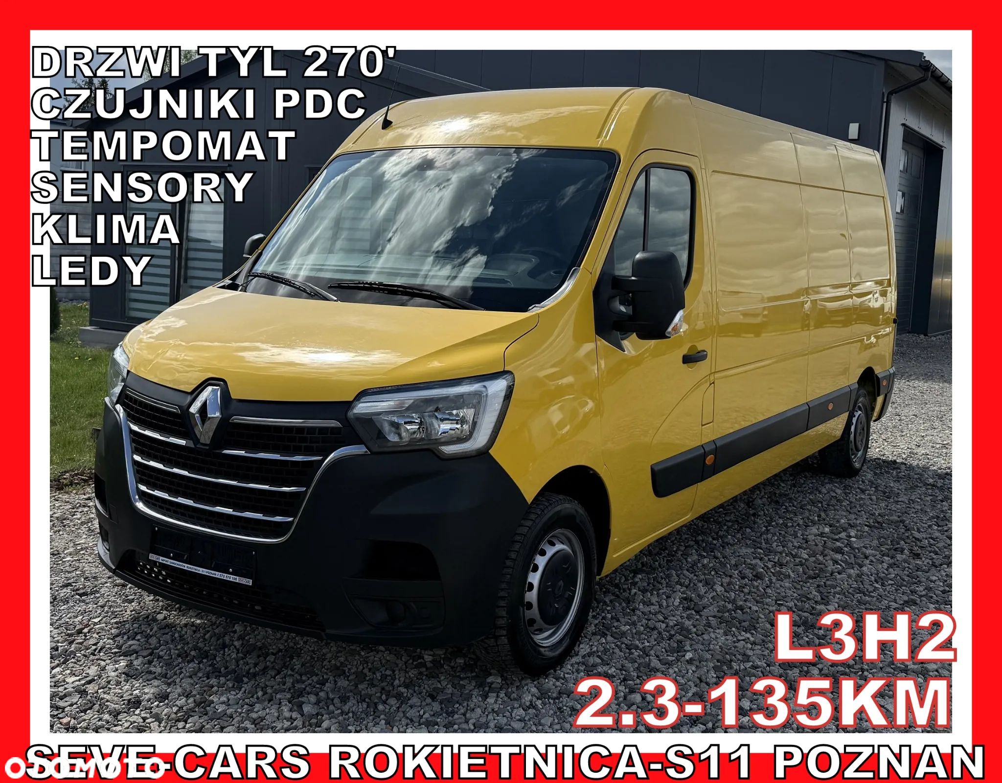 Renault MASTER L3H2 klima, drzwi tyl 270', tempomat, sensory, pdc tył - 1
