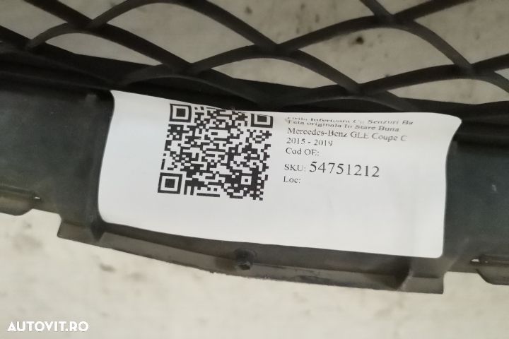 Grila Inferioara Cu Senzori Bara Fata originala In Stare Buna Mercedes - 7