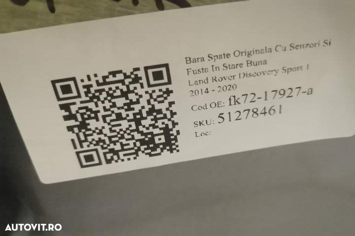 Bara Spate Originala Cu Senzori Si Fusta In Stare Buna  Land Rover  Di - 8