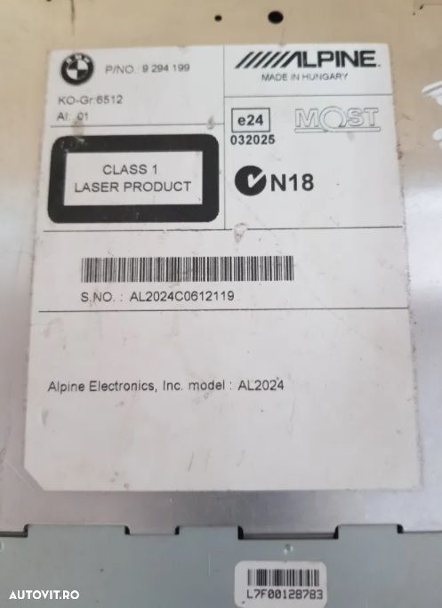 Radio CD Bmw F10 F11 F18 Cod 9294188 - 5