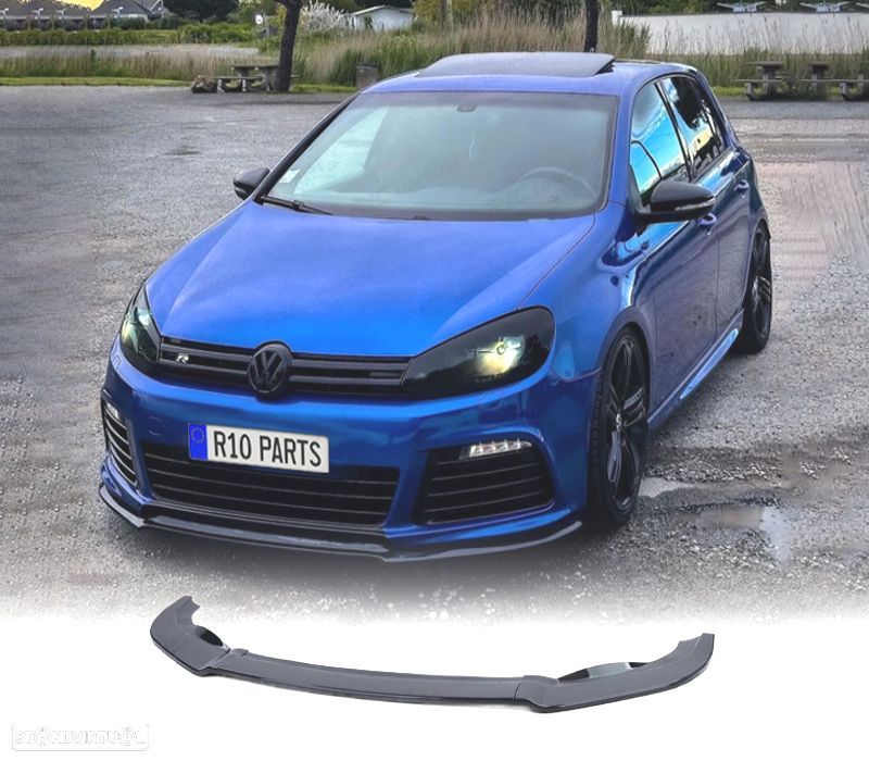SPOILER LIP VOLKSWAGEN VW GOLF 6 09-12 LOOK R20 PRETO BRILHANTE - 1