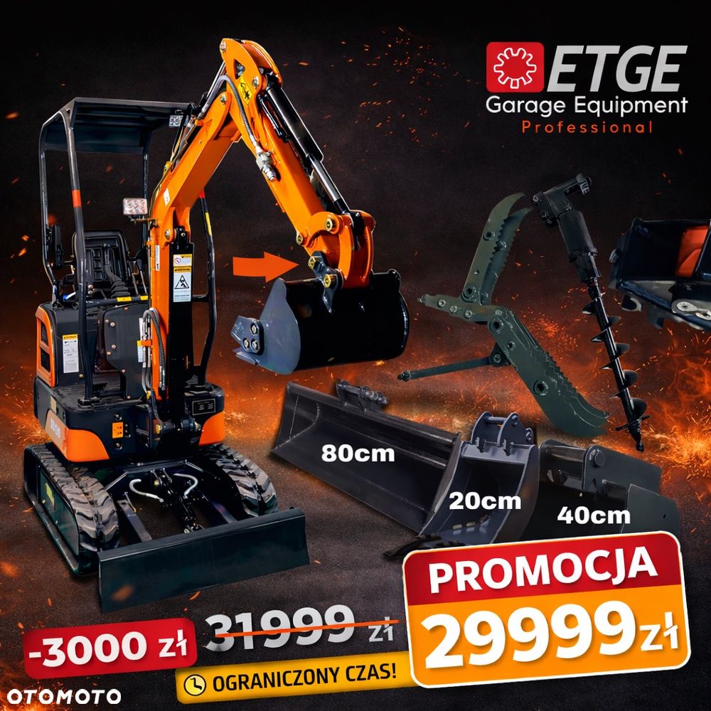 Nowa Minikoparka ETB-SD13D + Wiertnica + 3 Łyżki + Szybkozłącze + Chwytak - 1