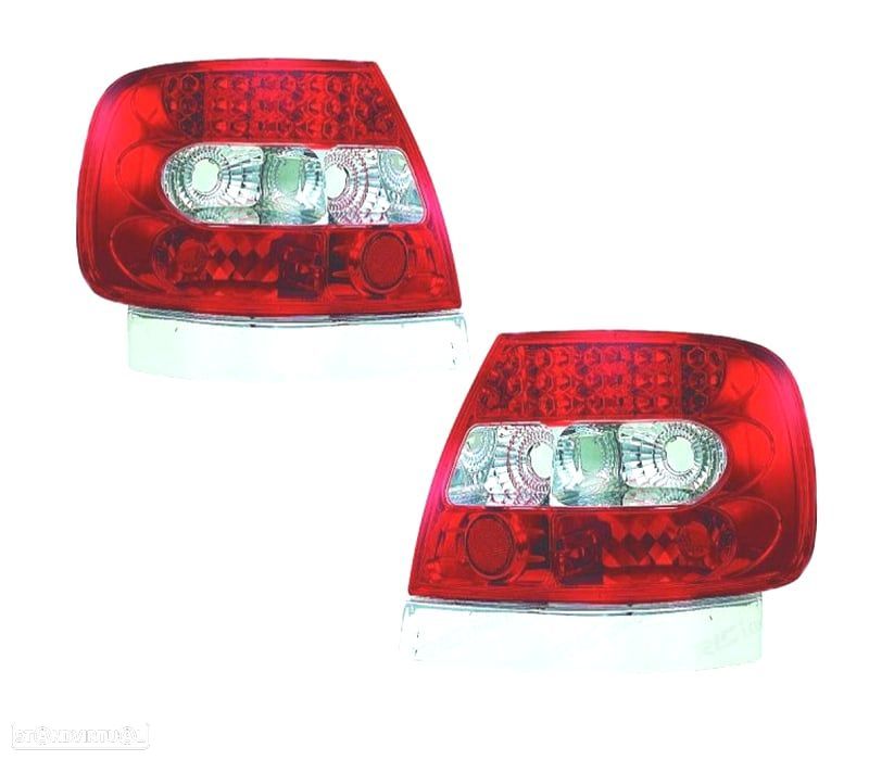 FAROLINS TRASEIROS LED PARA AUDI A4 94-00 VERMELHO BRANCO - 1