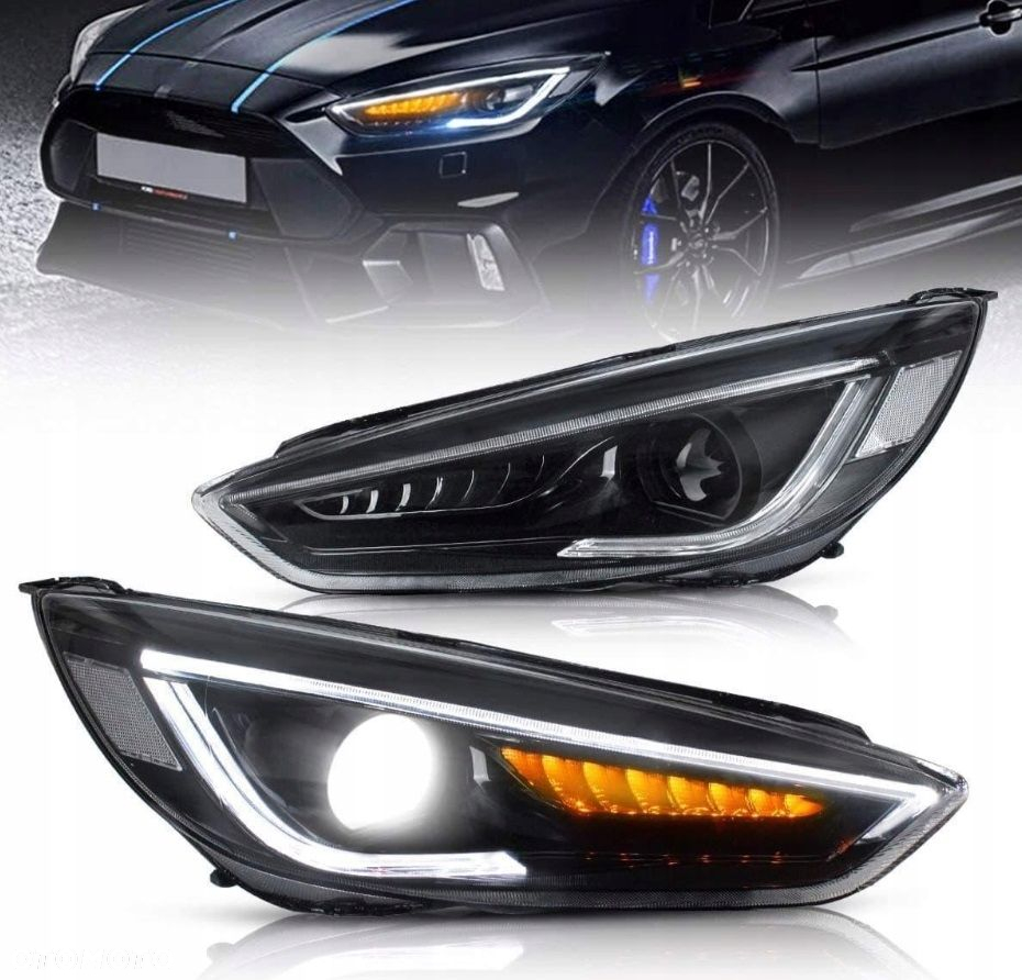 Reflektory Lampy kpl Diody Soczewka Black Ford Focus III mk3 Lift 2014-2018 - 2