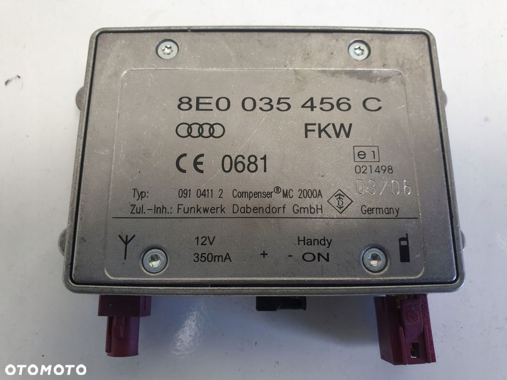 Audi A4 B7 WZMACNIACZ ANTENY Moduł 8E0035456C - 3