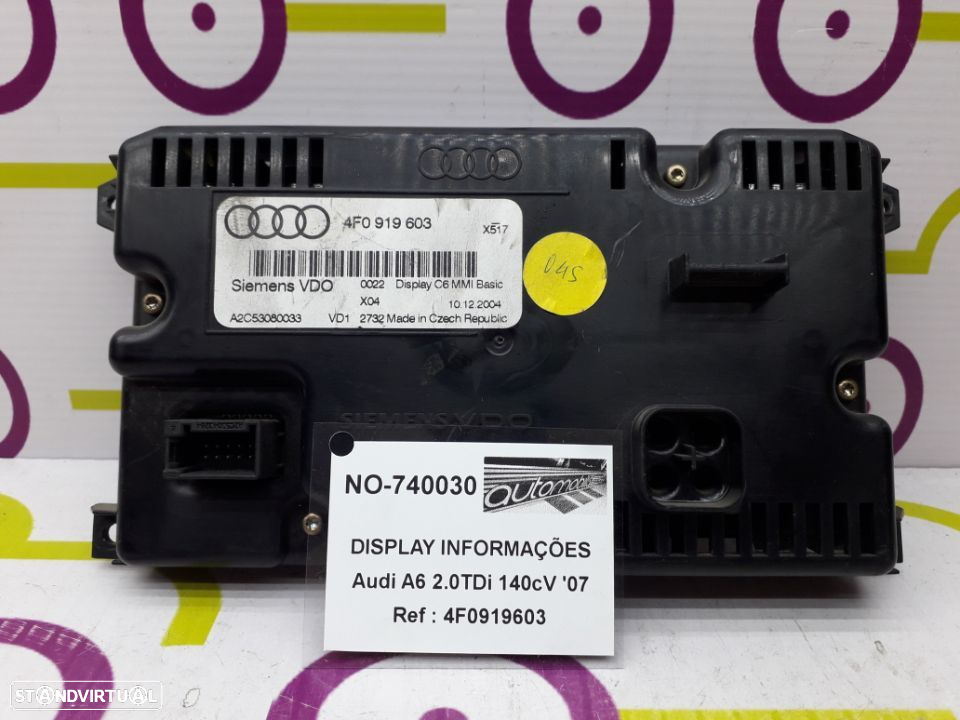 Display Audi A6 2.0 TDi 140 Cv de 2007 - Ref: 4F0919603 - NO740030 - 3