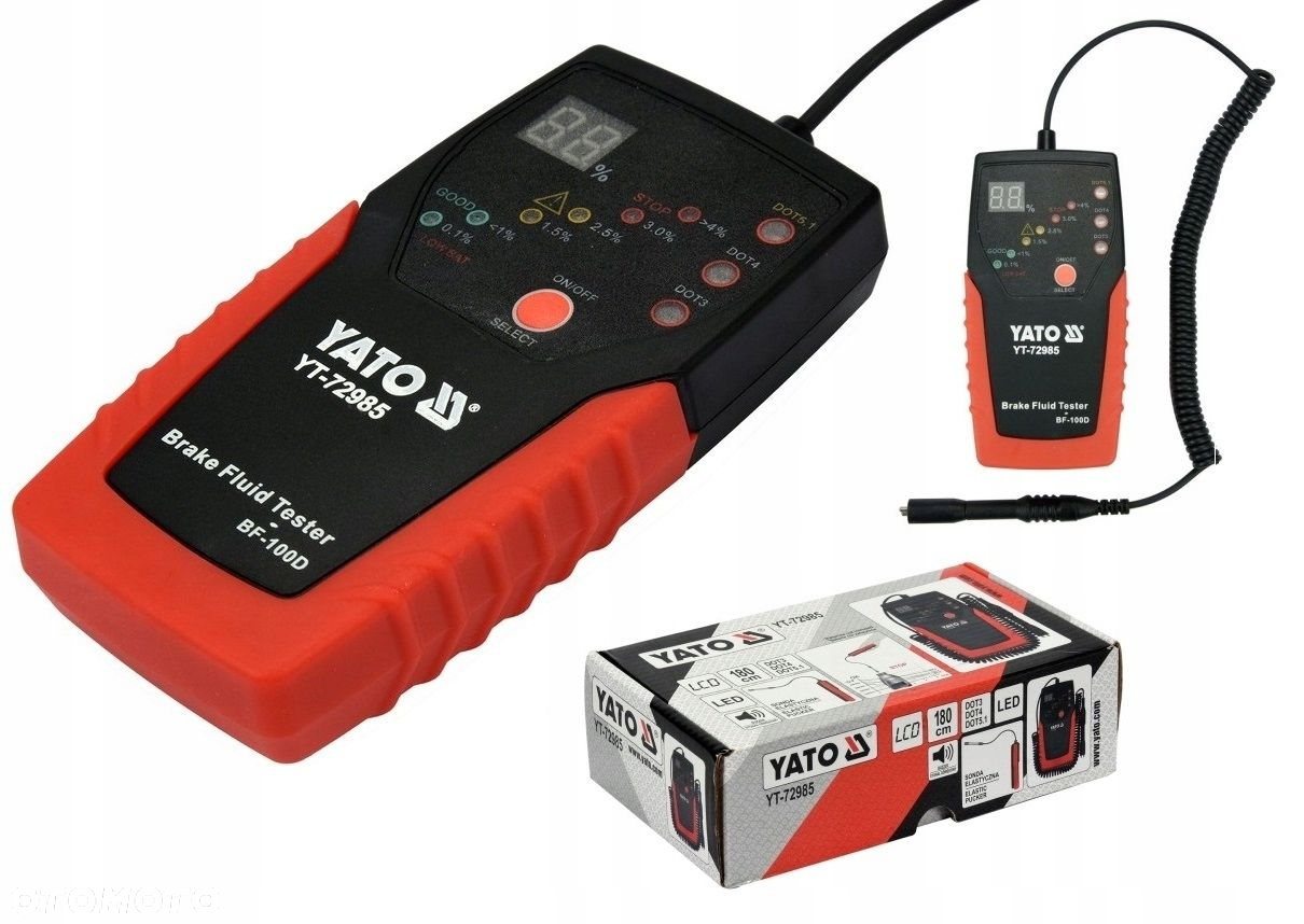YATO MIERNIK TESTER PŁYNU HAMULCOWEGO WYŚWIETLACZ LCD Z SONDĄ YT-72985 - 10