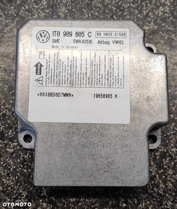Moduł Sensor Airbag VW AUDI SEAT SKODA 1T0909605C