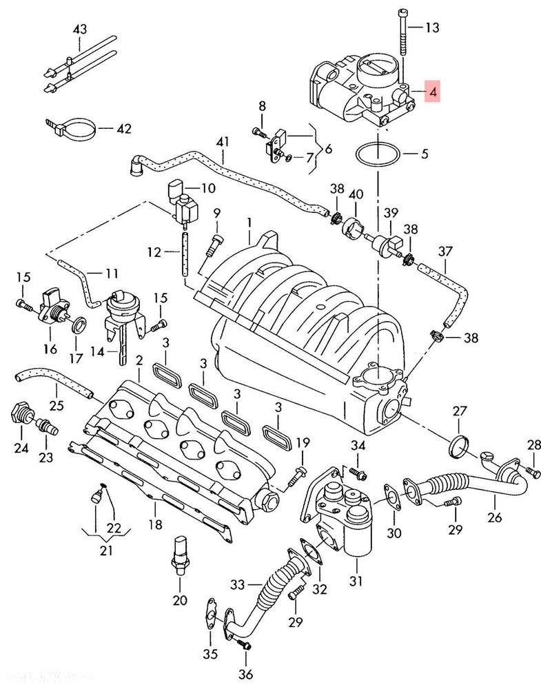 PRZEPUSTNICA AUDI A3 8P 1.6 FSI 03C133062A - 2