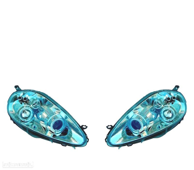 FARÓIS FIAT GRANDE PUNTO 05-08 ANGEL EYES FUNDO CROMADO - 1