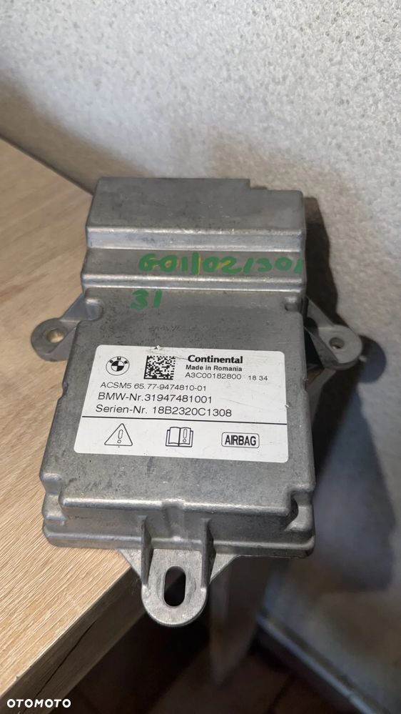BMW X3 G01 X4 G02 G30 G31 MODUŁ STEROWNIK SENSOR PODUSZEK AIRBAG 9474810 - 1