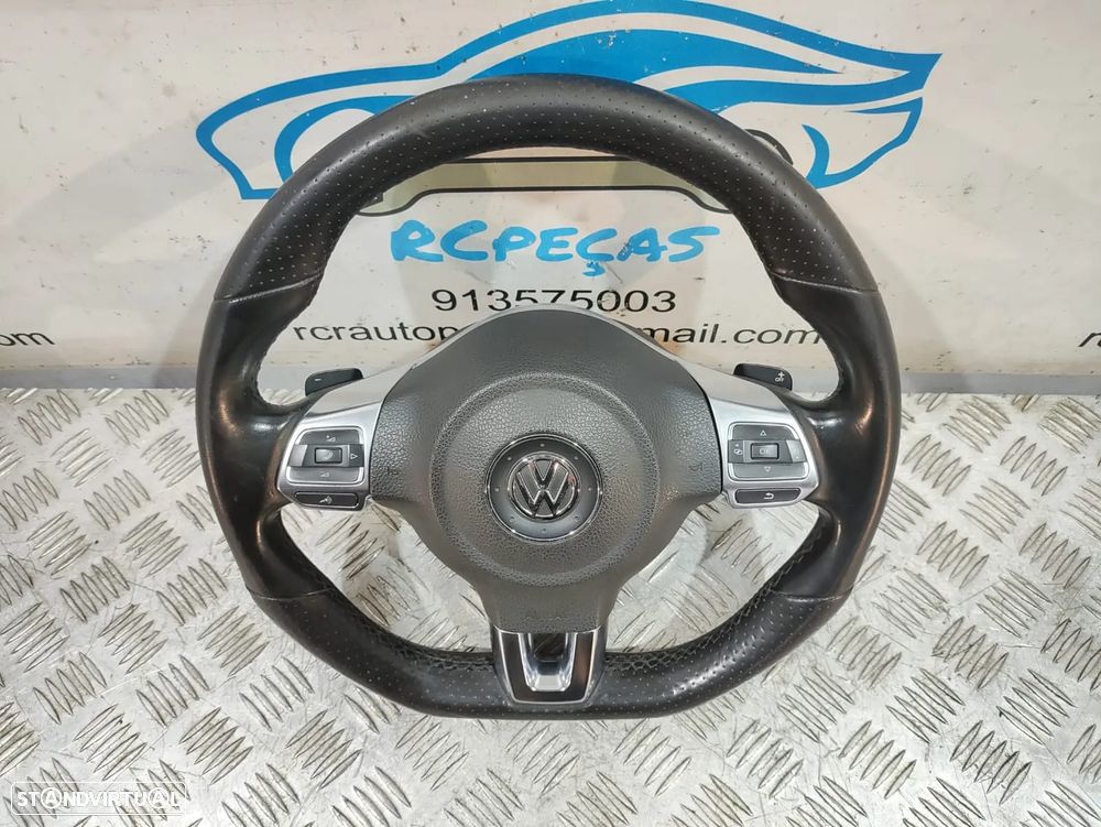 Volante Completo Flat Bottom Pele Perfurada Patilhas Multifunções VW Volkswagen Scirocco III 3