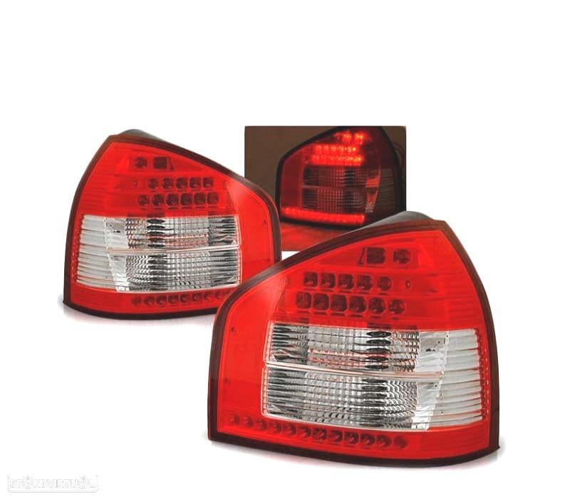 FAROLINS TRASEIROS AUDI A3 96-00 LED VERMELHO BRANCO - 1