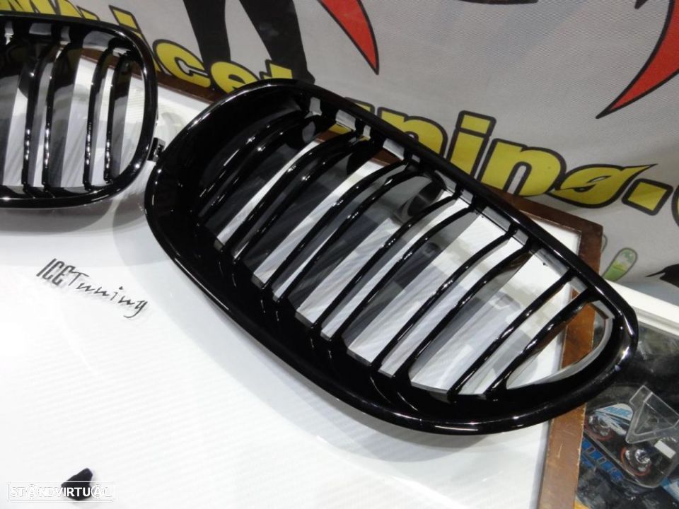 Grelha frontal BMW E60 2003-2010 M5 look / dupla lamina em preto piano brilhante - 7