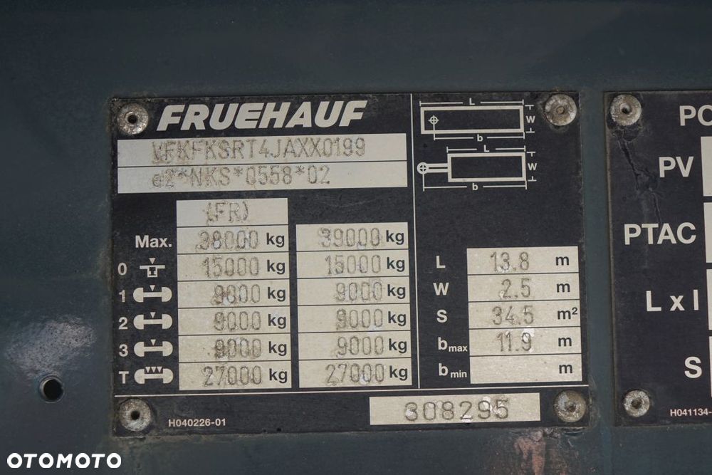 Fruehauf KONTENER / FURGON / OSIE SAF / ROLETA / OŚ PODNOSZONA / PODŁOGA SZYNA-DESKA - 28