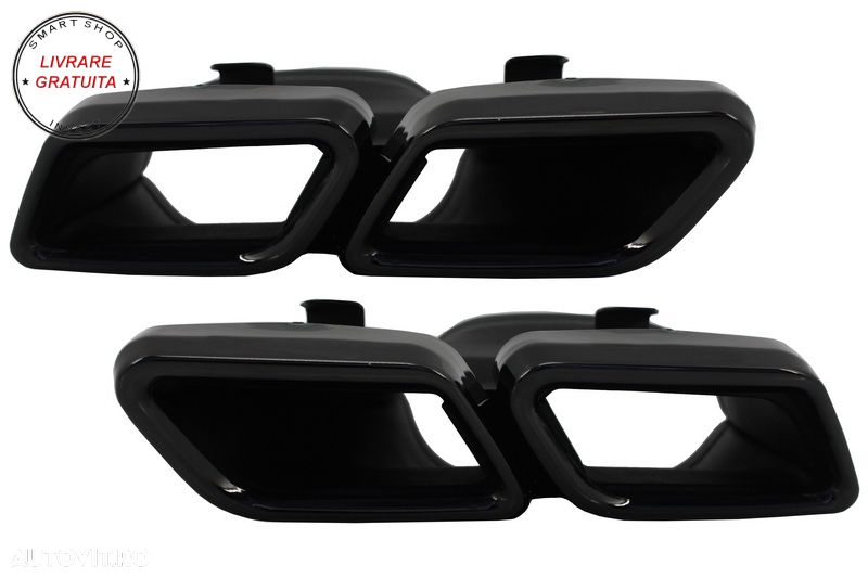 Difuzor Bara Spate Cu Ornamente tobe Negre Mercedes C-Class W205 S205 (2014-2018) - livrare gratuita - 6