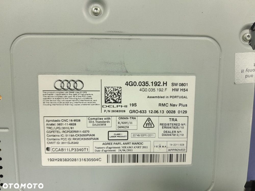AUDI A7 I 4G CZYTNIK NAPĘD RADIA NAWIGACJI MULTIMEDIA SD 4G0035192H - 7