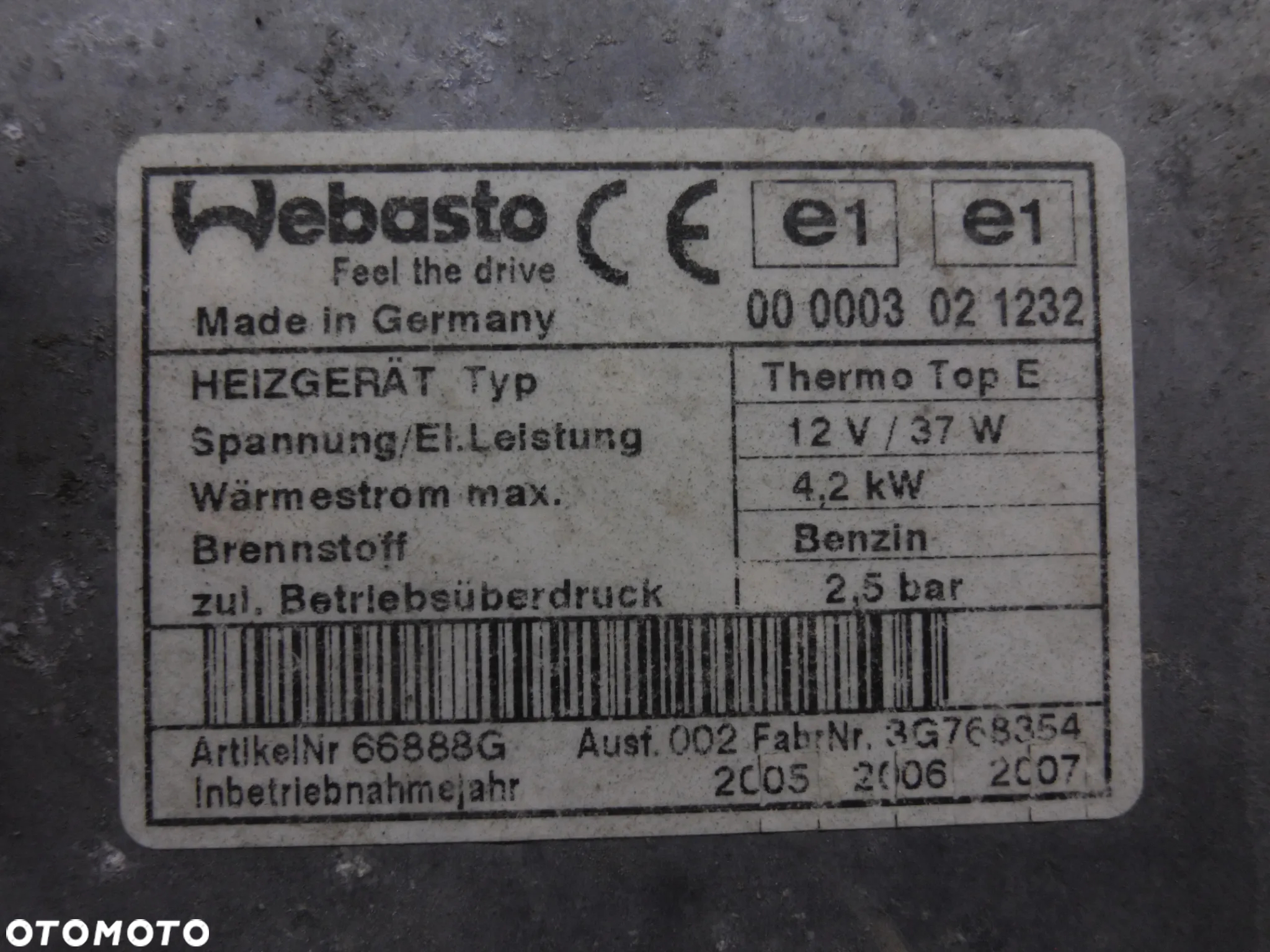 WEBASTO BENZYNA MAZDA 6 GG GJ BENZYNA 4.5 KW - 3