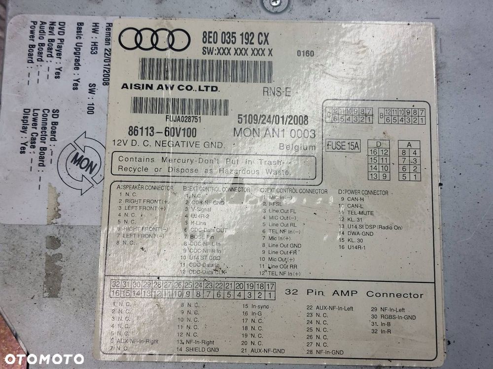 RADIO ODTWARZACZ SAMOCHODOWY AUDI A4 B7 8E0035192CX - 3