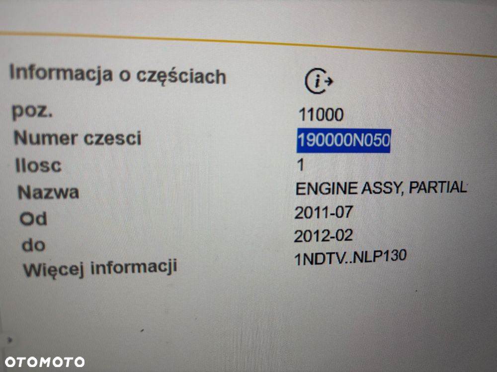 Silnik kompl Toyota yaris 1.4 TMIP12 1ND-tv 80 tys film video 190000N050 - 15