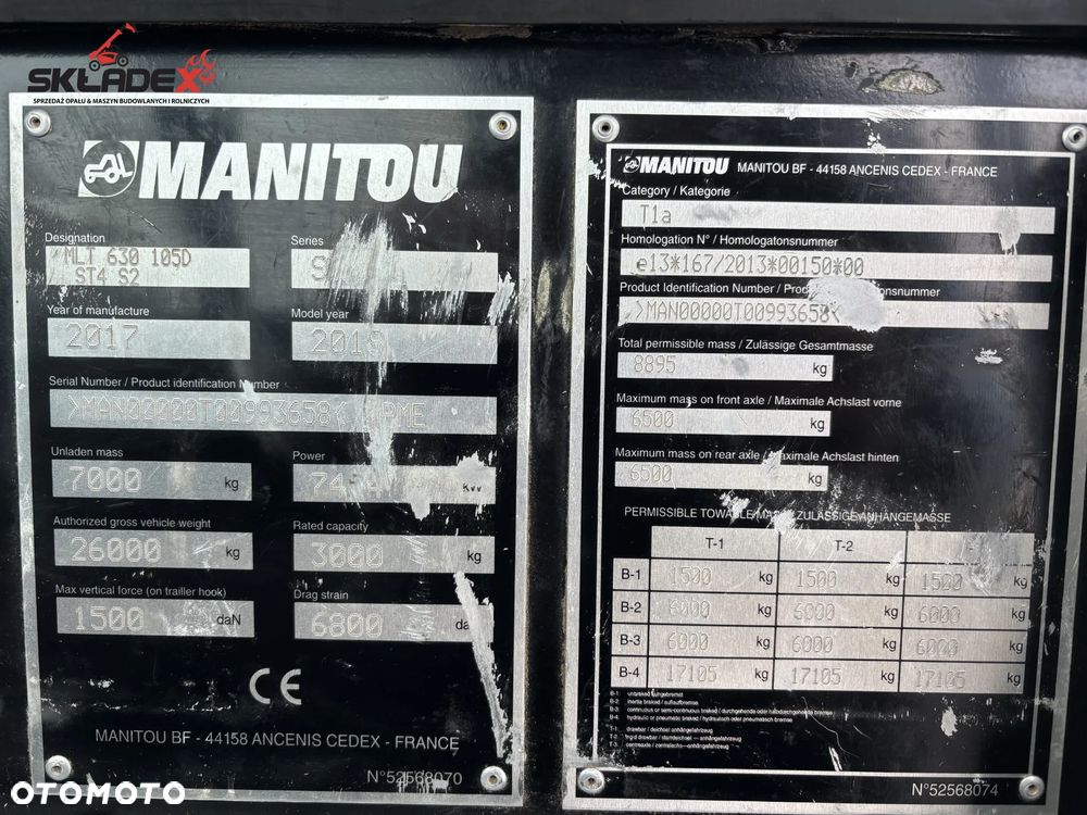 Manitou MLT 630-105 D ELITE | 2340 MTH | 2017/18 | KLIMA | MANUAL | ORYGINAŁ | KOMPAKT - 24