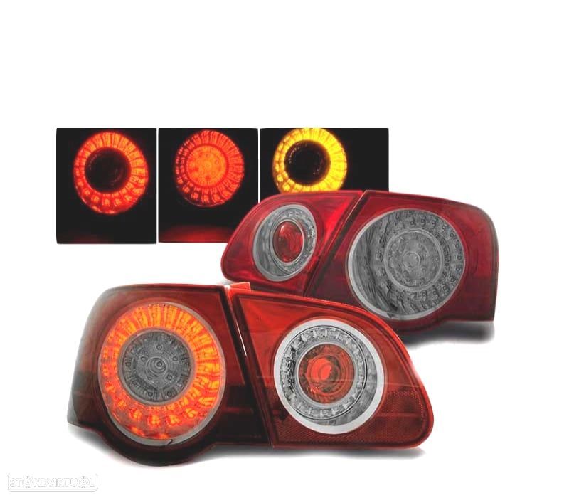 FAROLINS TRASEIROS LED PARA VOLKSWAGEN VW PASSAT B6 3C LIMOUSINE 05-10 RED SMOKED VERMELHO FUMADO ES - 1