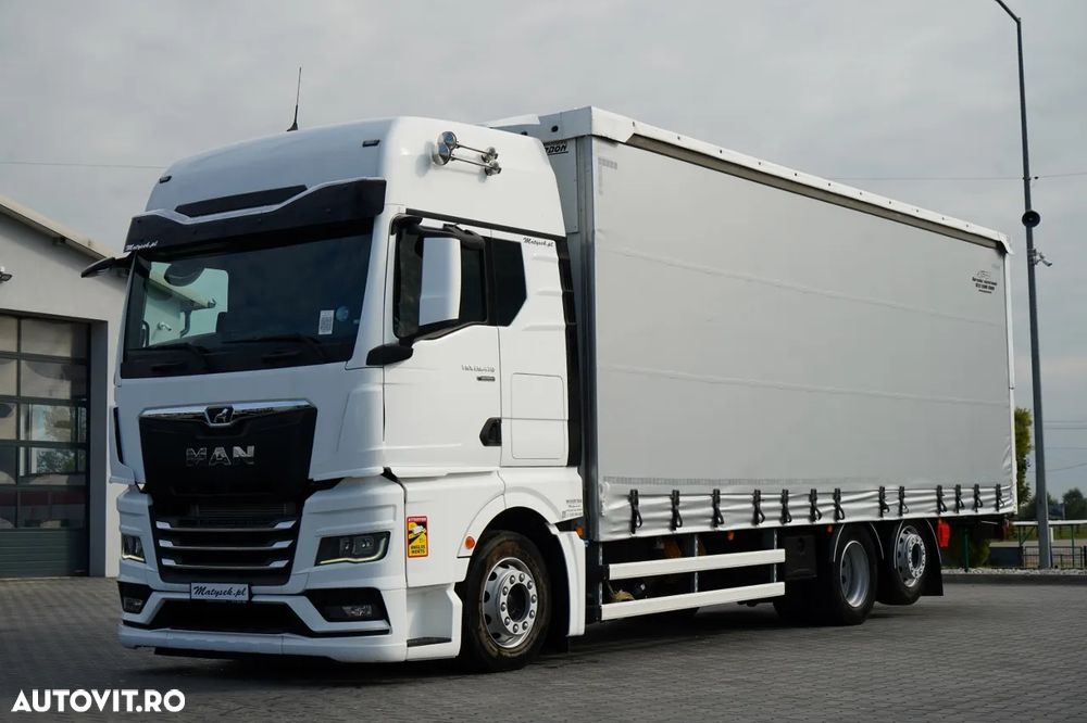 MAN TGX 26.470 / 6x2 / CORTINĂ / SOLO / 6x2 / 120 m3 / PUNȚĂ RIDICATĂ / I-PARK COOL / BALANȚĂ PODEA / - 1